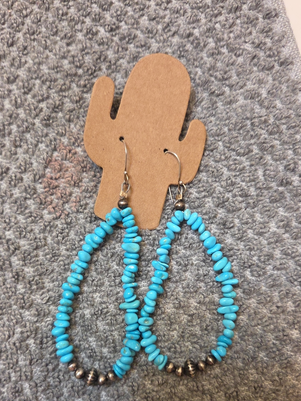 Sleeping Beauty Turquoise Beaded Teardrop Earrings - Women Jewelry